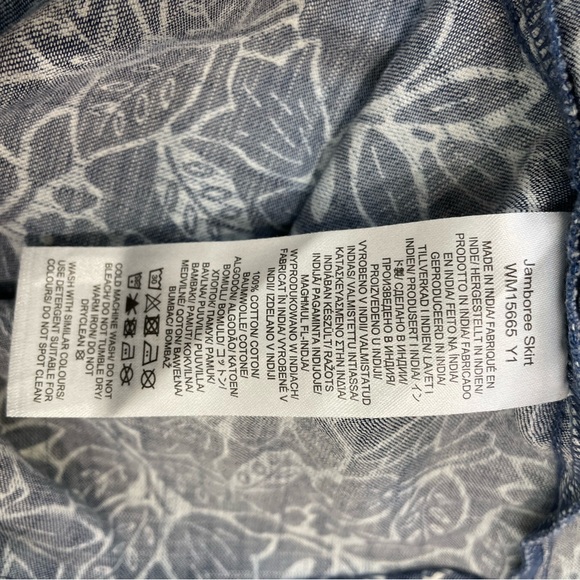 SEASALT ladies midi skirt cotton blue white floral size 8 Aline pleated casual - Picture 9 of 9